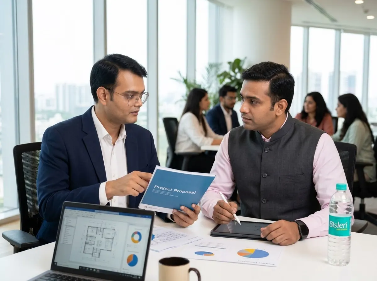 Ratnesh Kumar discussing a project proposal with a client