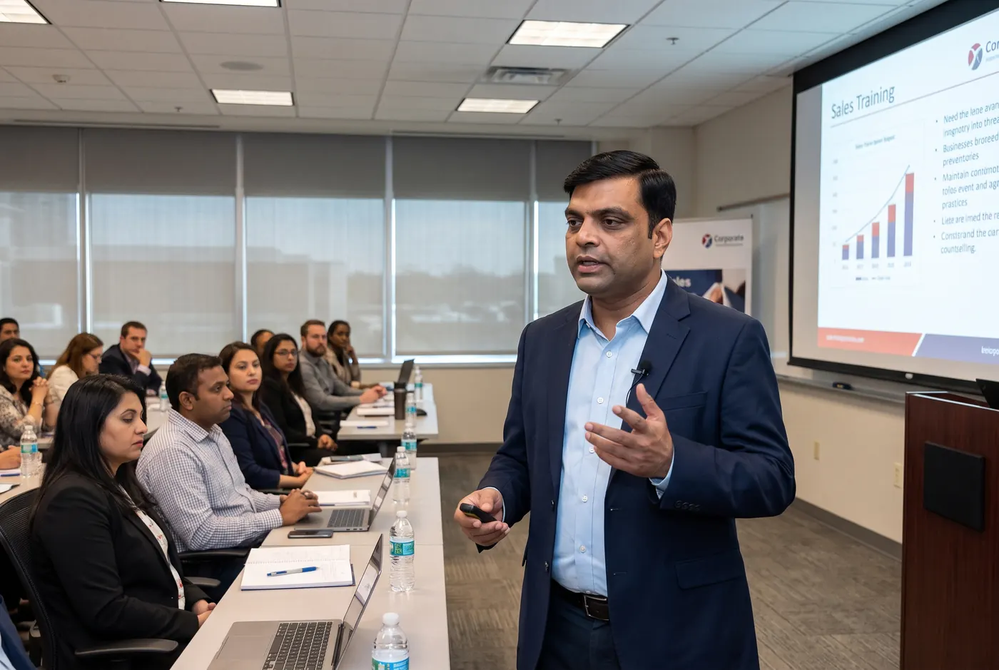 Ravi Prakash leading a sales training session